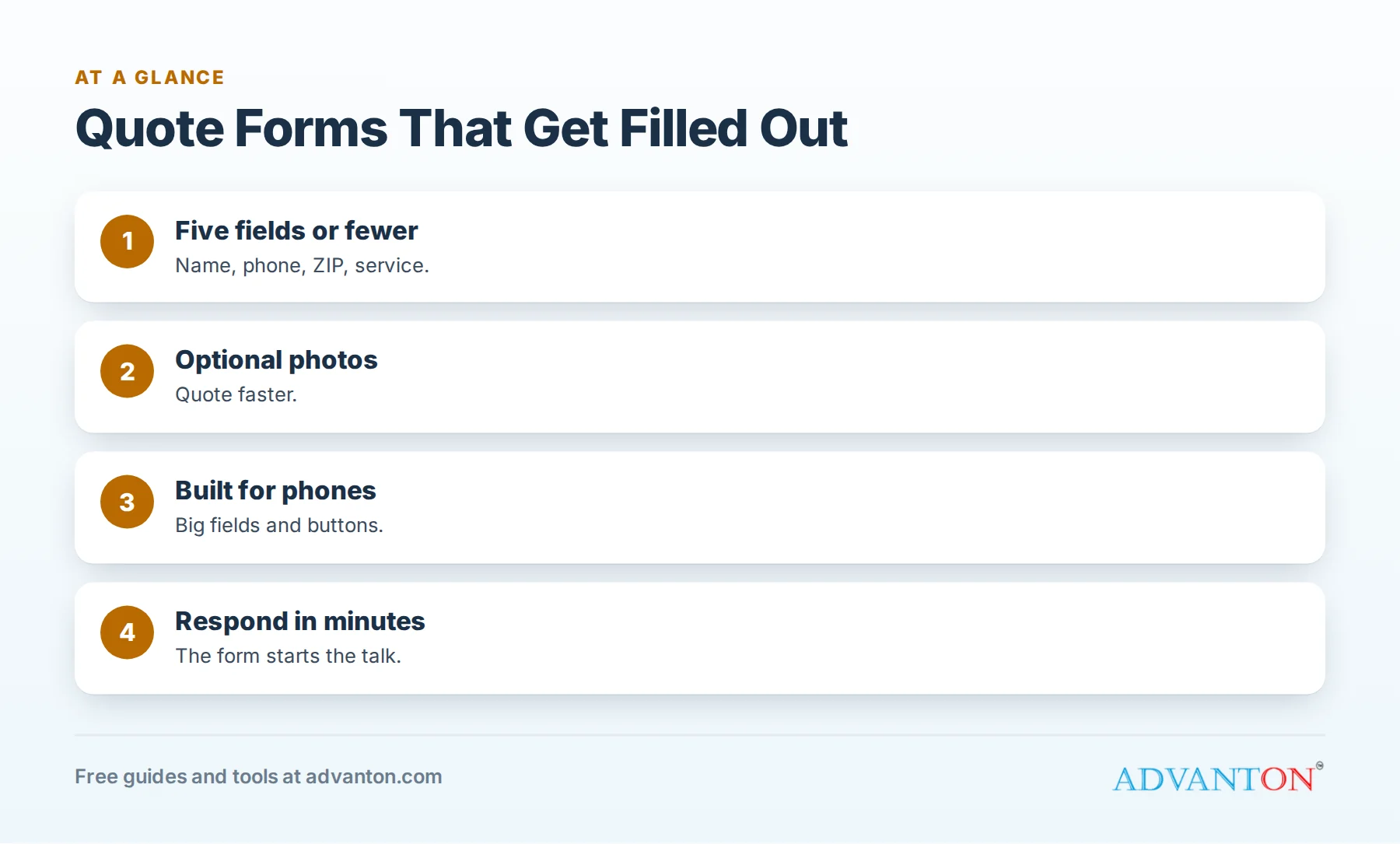 Quote request forms that get filled out