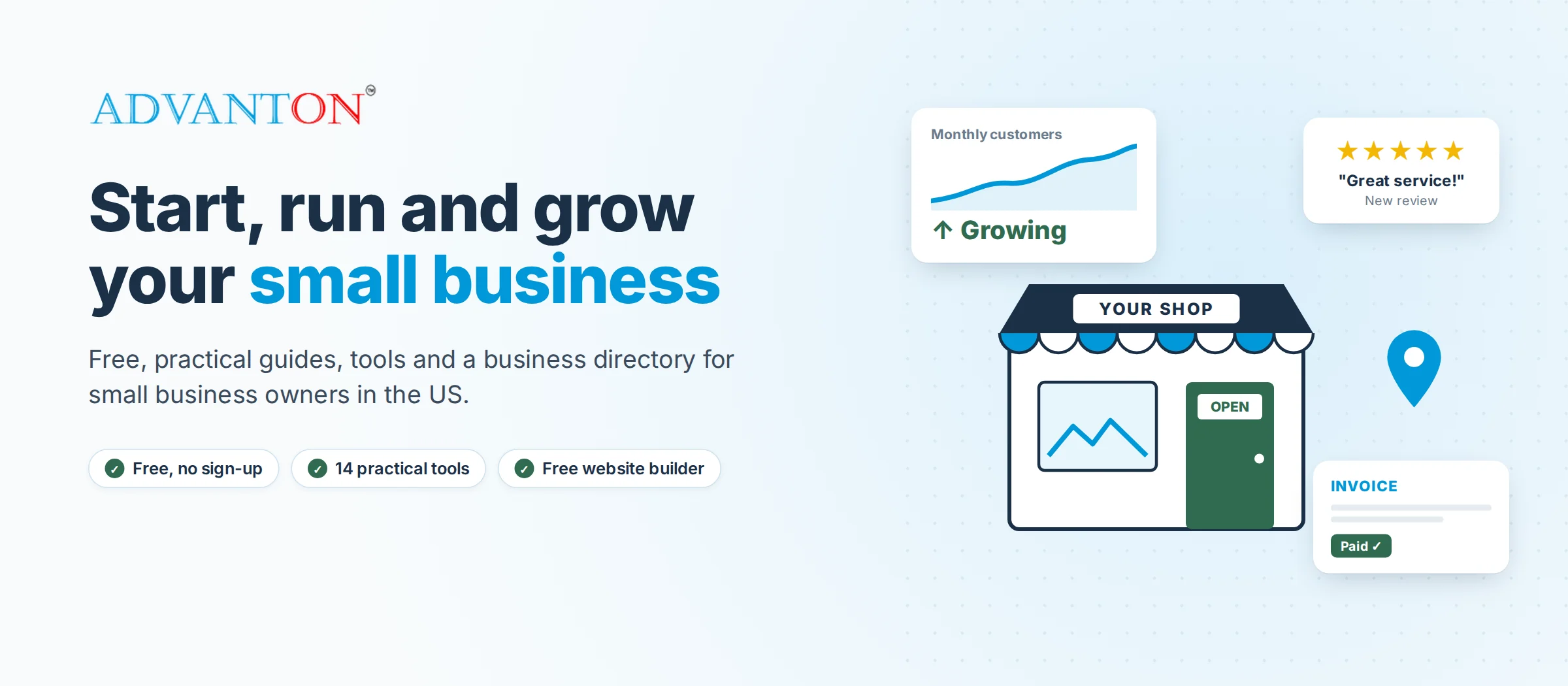 Advanton: free guides, tools and a business directory to start, run and grow your small business